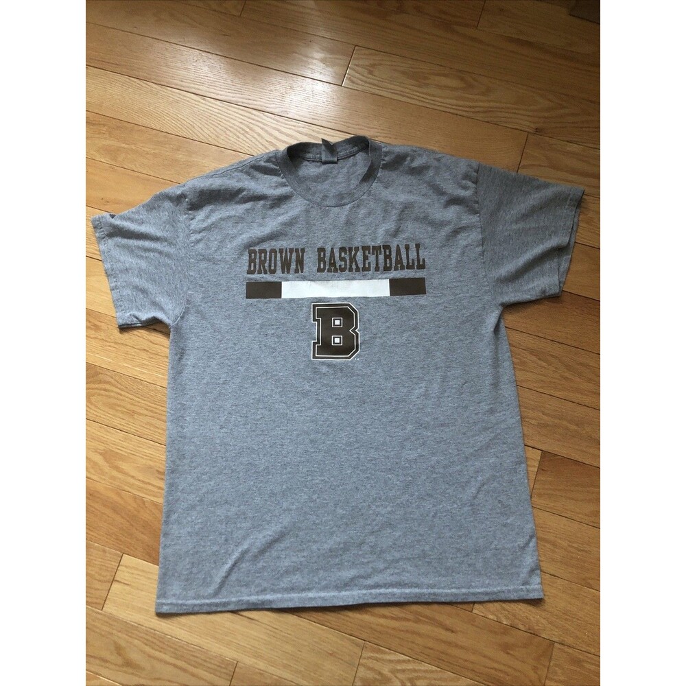 Brown University Bears Basketball Gray T Shirt Men’s Size Large Gildan DryBlend